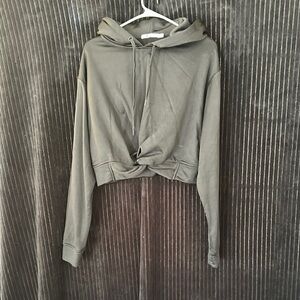 Alexander Wang NWOT Black Cropped Pullover Hoodie Womens Medium